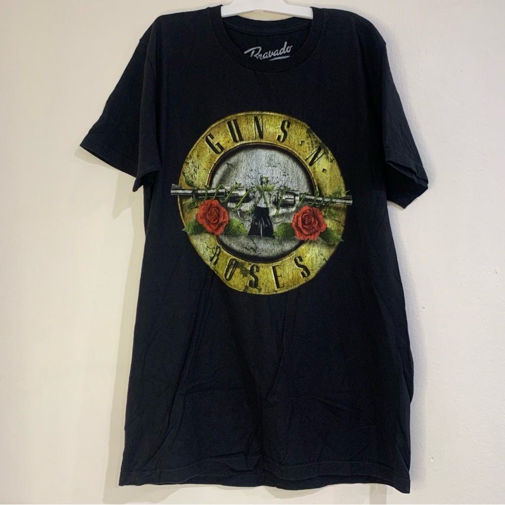 Guns N Roses Band Shirt Distressed Bullet Adult Unisex Black Size Small